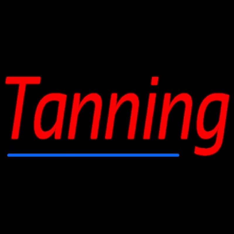 Red Tanning With Blue Line Leuchtreklame