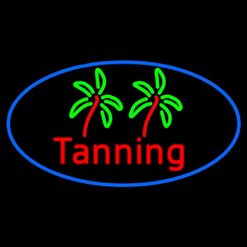 Red Tanning With Palm Tree Leuchtreklame