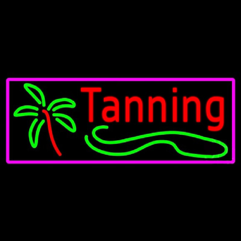 Red Tanning With Palm Tree Leuchtreklame