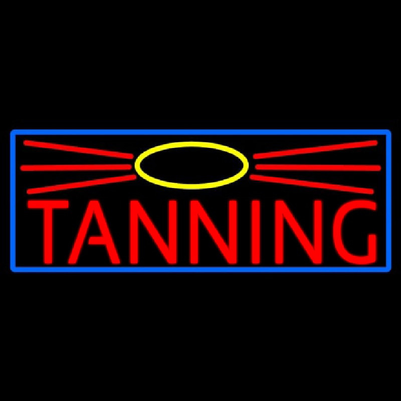 Red Tanning With Sun Logo Leuchtreklame