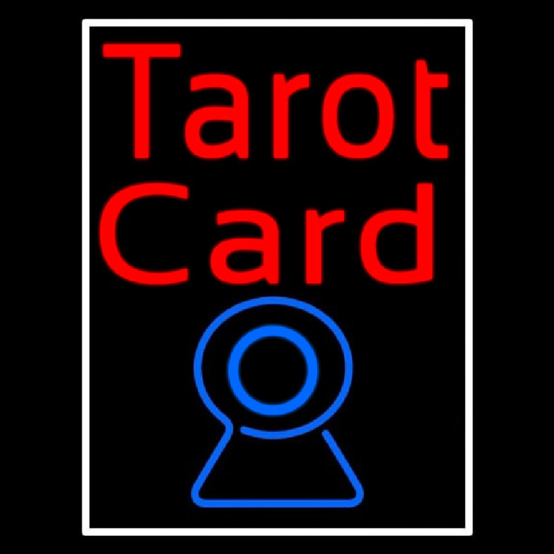 Red Tarot Card Blue Crystal With White Border Leuchtreklame