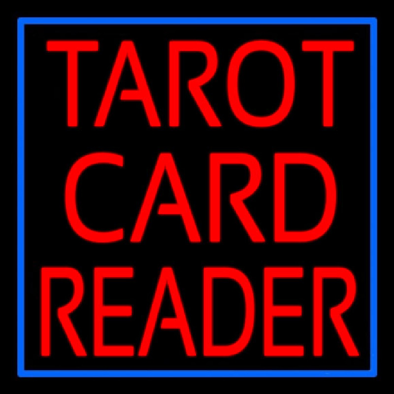 Red Tarot Card Reader Block And Border Leuchtreklame