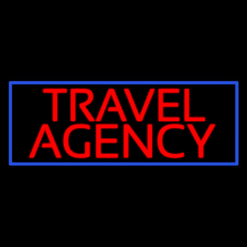 Red Travel Agency Blue Border Leuchtreklame