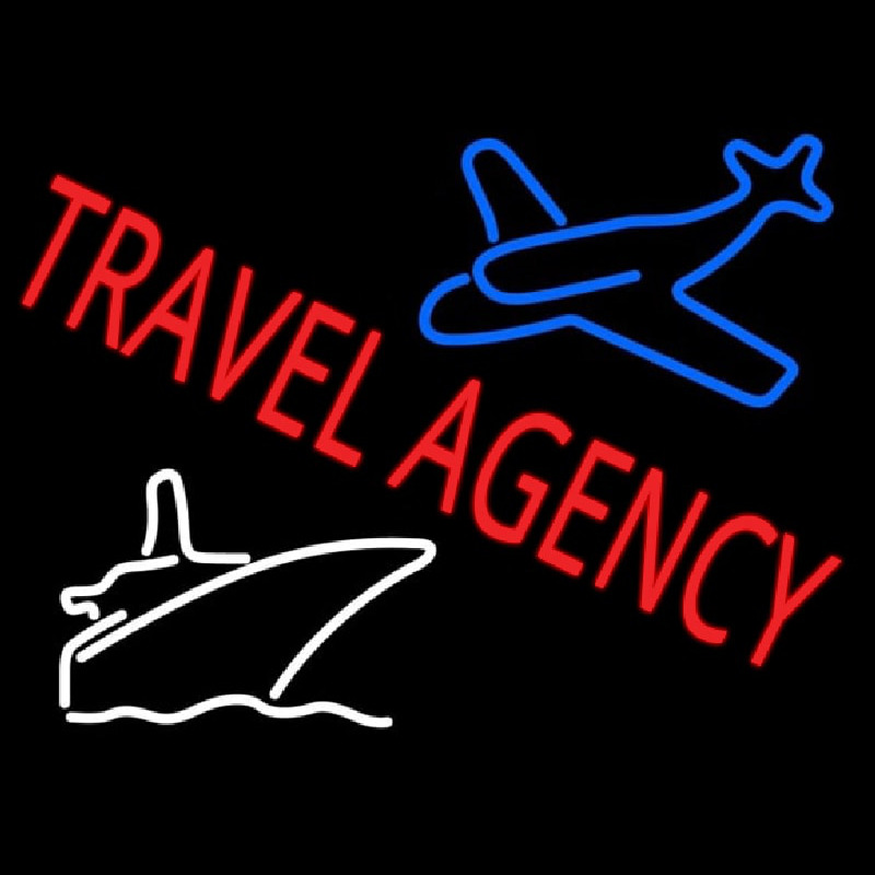 Red Travel Agency With Logo Leuchtreklame