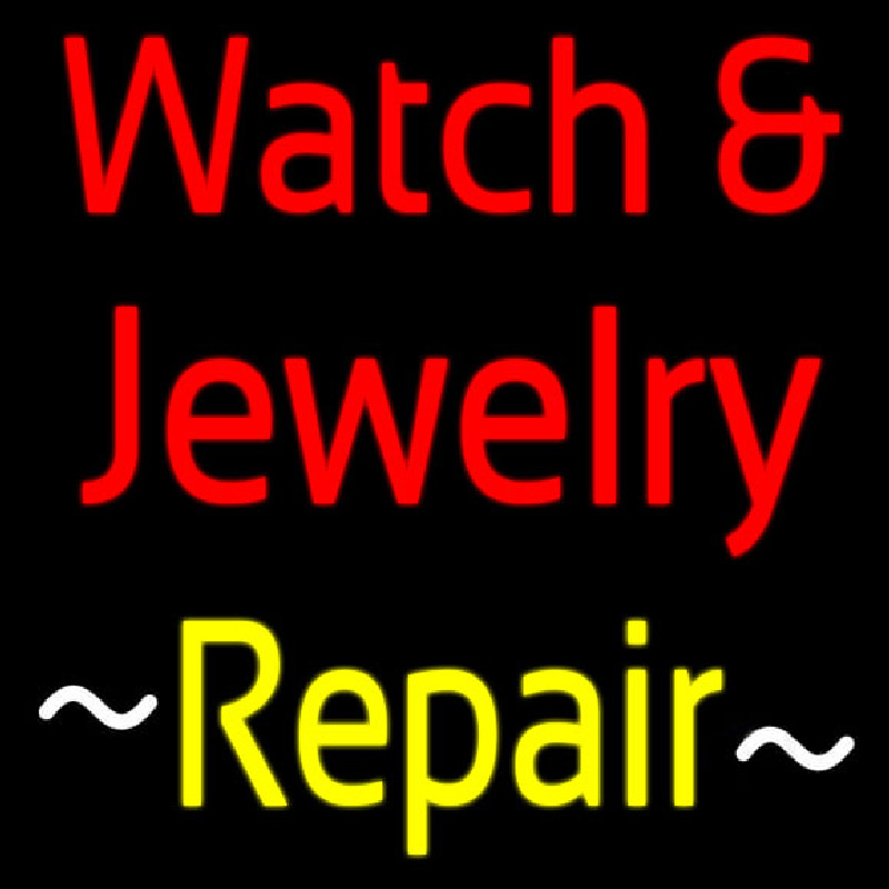 Red Watch And Jewelry Yellow Repair Leuchtreklame