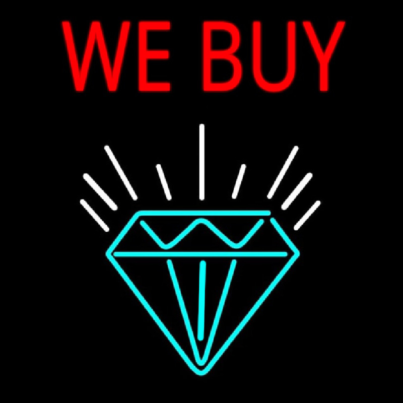 Red We Buy Diamond Logo Leuchtreklame