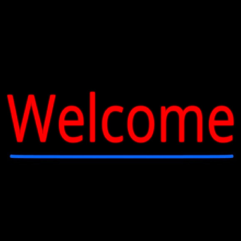 Red Welcome With Underline Leuchtreklame