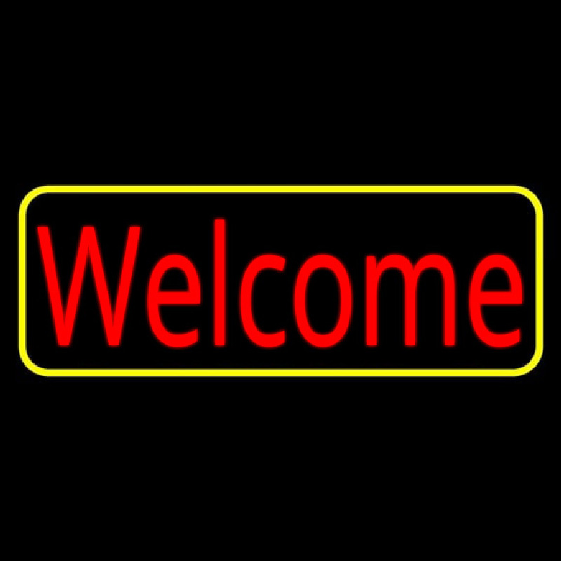 Red Welcome With Yellow Border Leuchtreklame