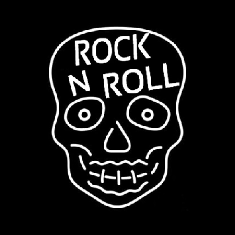 Rock N Roll White Skull Leuchtreklame