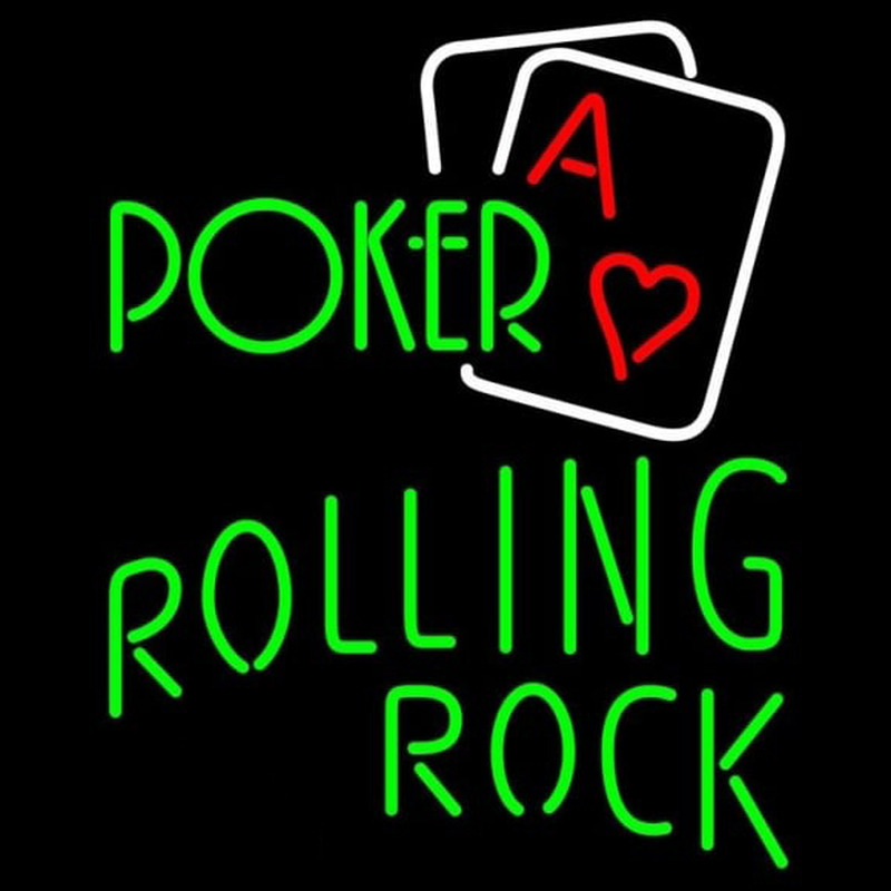 Rolling Rock Green Poker Beer Sign Leuchtreklame