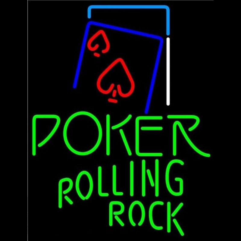 Rolling Rock Green Poker Red Heart Beer Sign Leuchtreklame