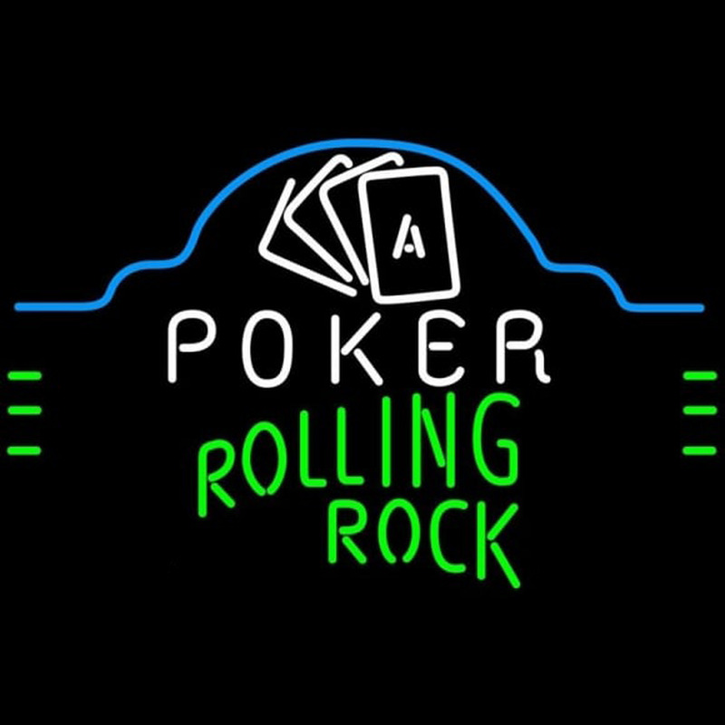 Rolling Rock Poker Ace Cards Beer Sign Leuchtreklame