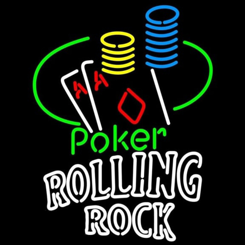 Rolling Rock Poker Ace Coin Table Beer Sign Leuchtreklame