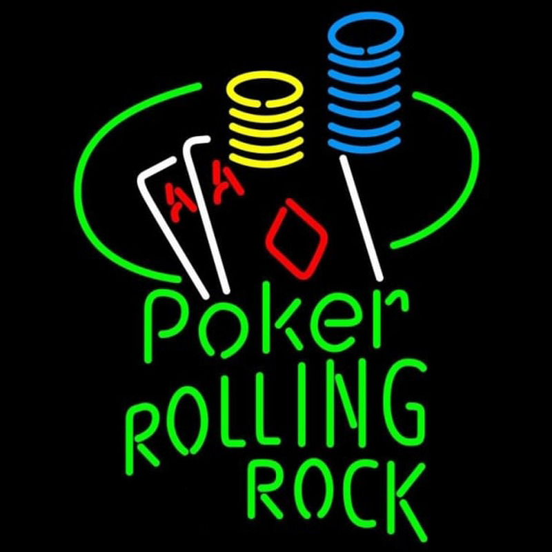 Rolling Rock Poker Ace Coin Table Beer Sign Leuchtreklame