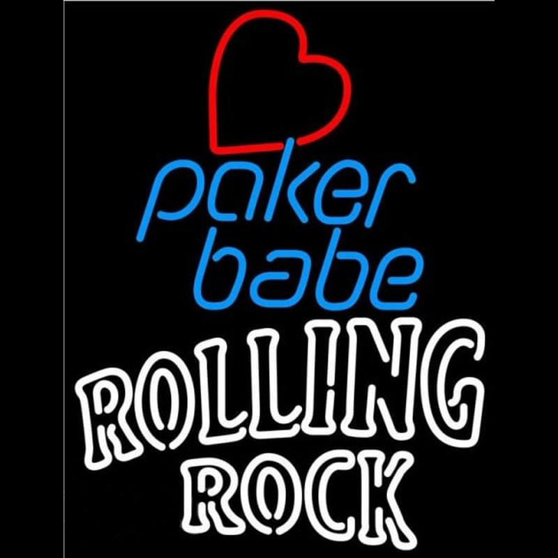 Rolling Rock Poker Girl Heart Babe Beer Sign Leuchtreklame