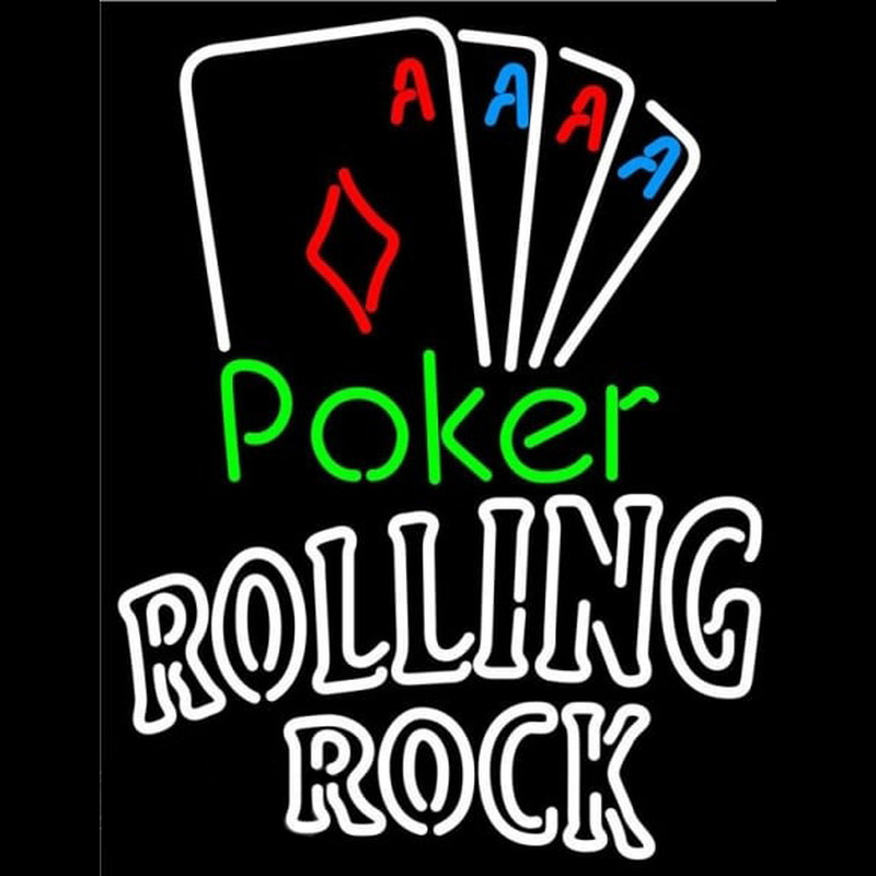 Rolling Rock Poker Tournament Beer Sign Leuchtreklame