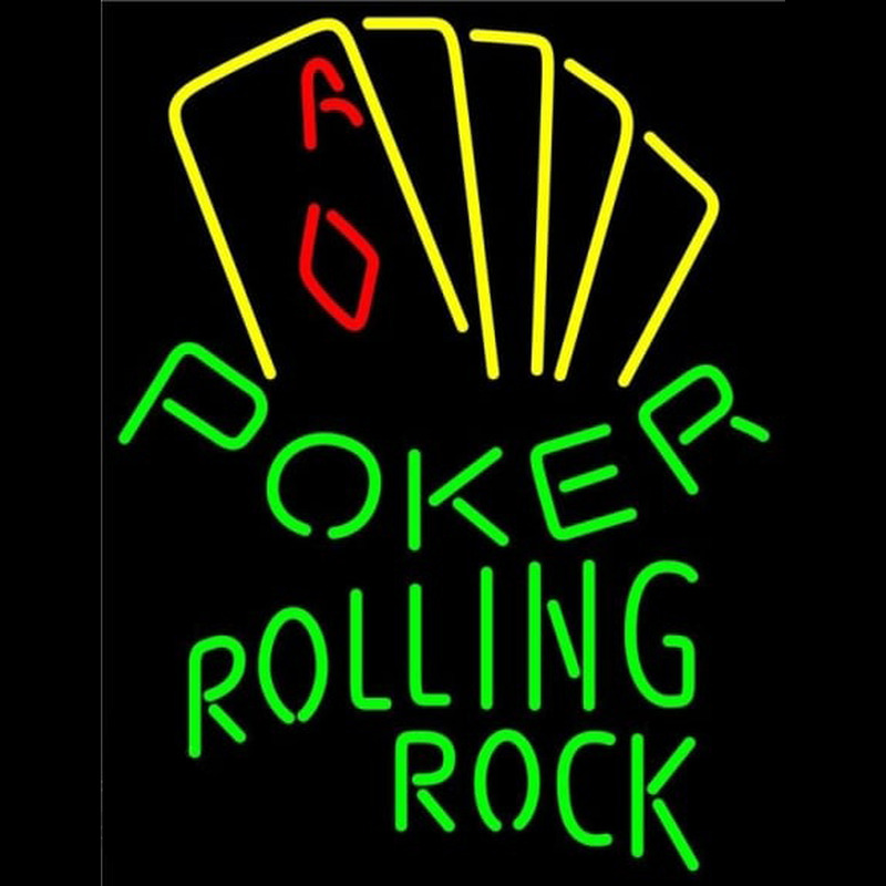 Rolling Rock Poker Yellow Beer Sign Leuchtreklame