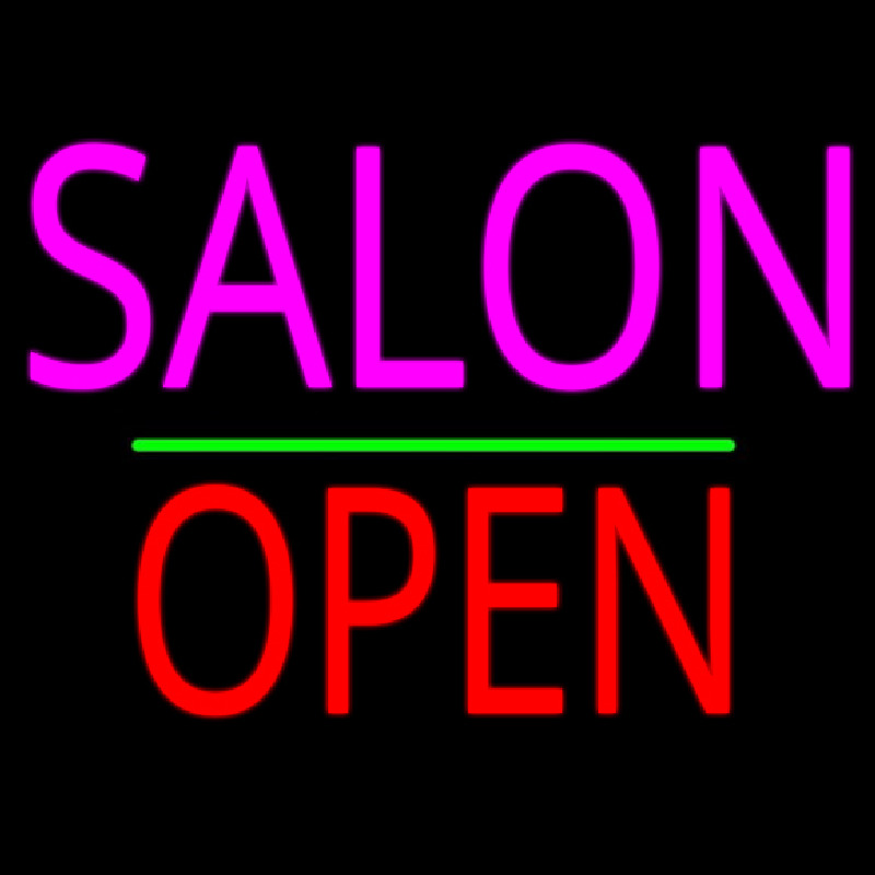 Salon Block Open Green Line Leuchtreklame