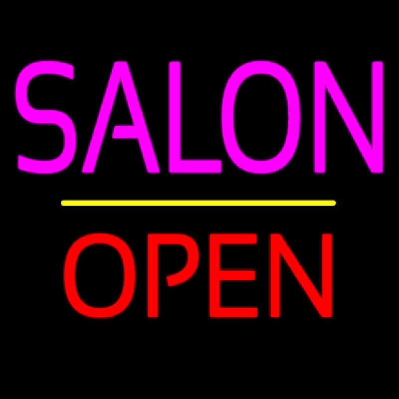 Salon Open Yellow Line Leuchtreklame