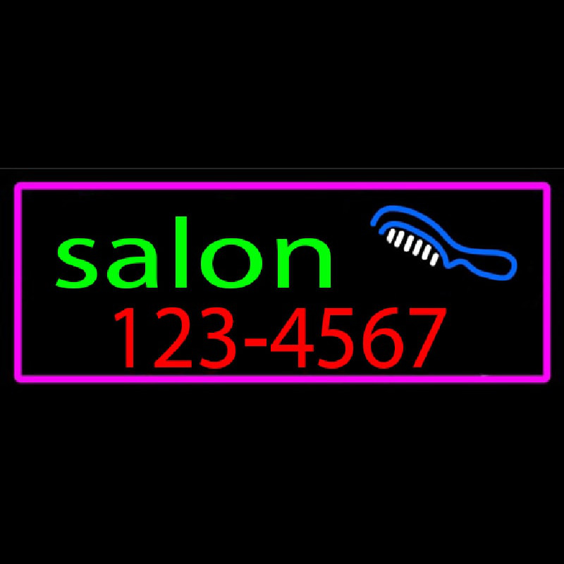 Salon With Comb And Number Leuchtreklame