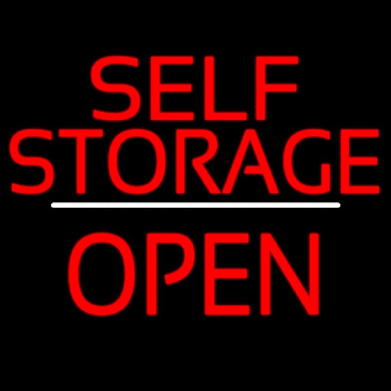 Self Storage Open White Line Leuchtreklame