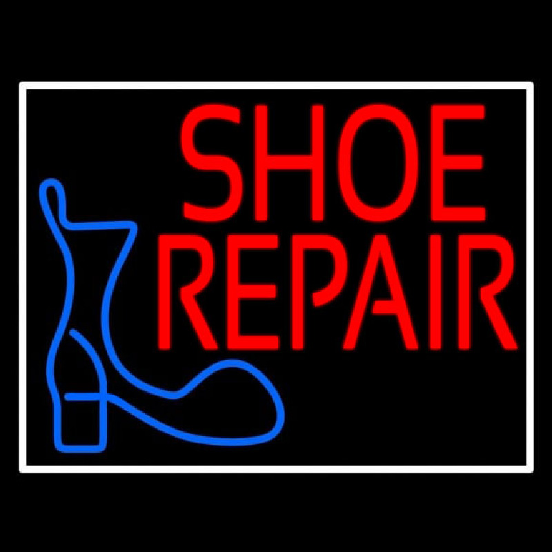 Shoe Repair Logo With Border Leuchtreklame