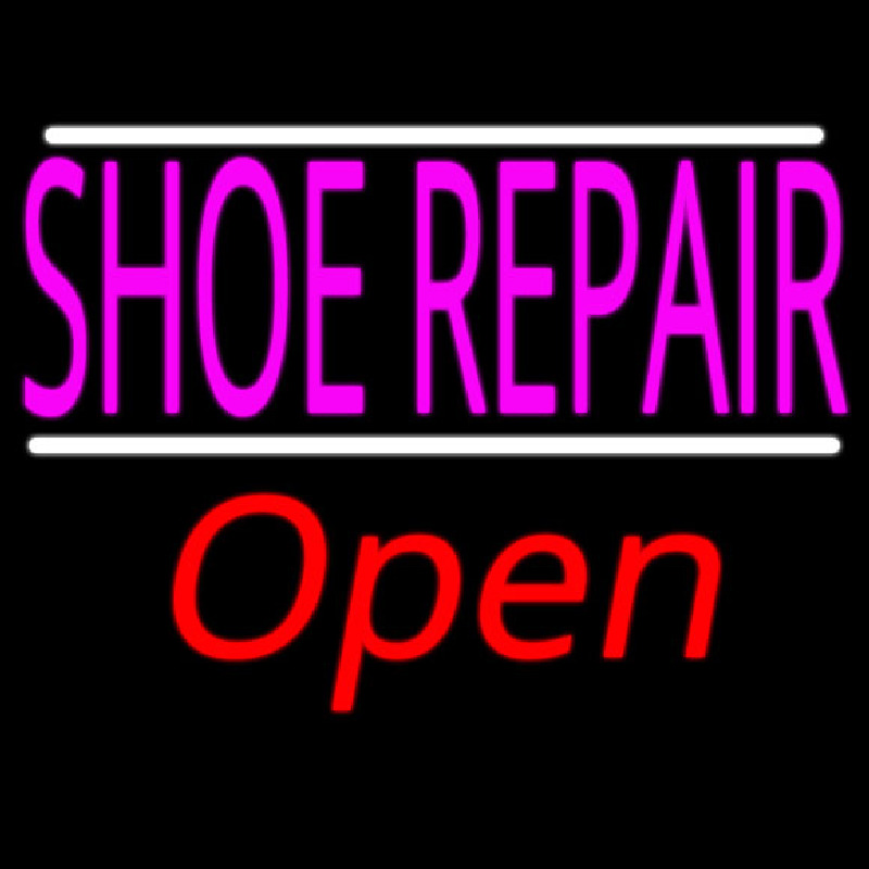 Shoe Repair Open With White Line Leuchtreklame