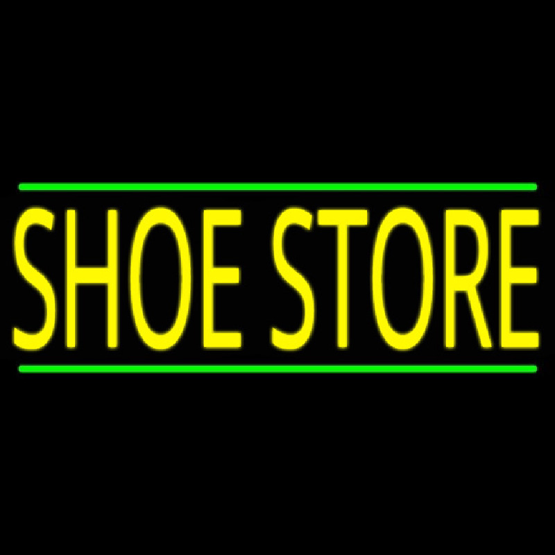 Shoe Store With Green Line Leuchtreklame