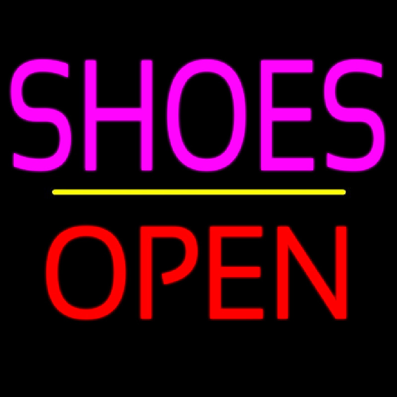 Shoes Open Yellow Line Leuchtreklame