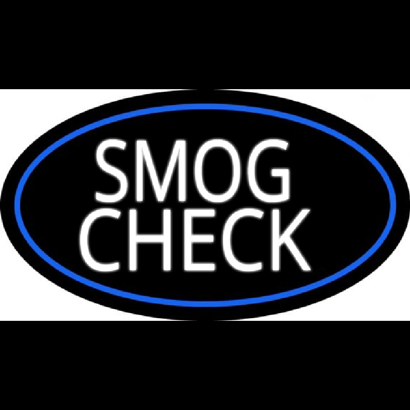 Smog Check Logo Blue Oval Leuchtreklame