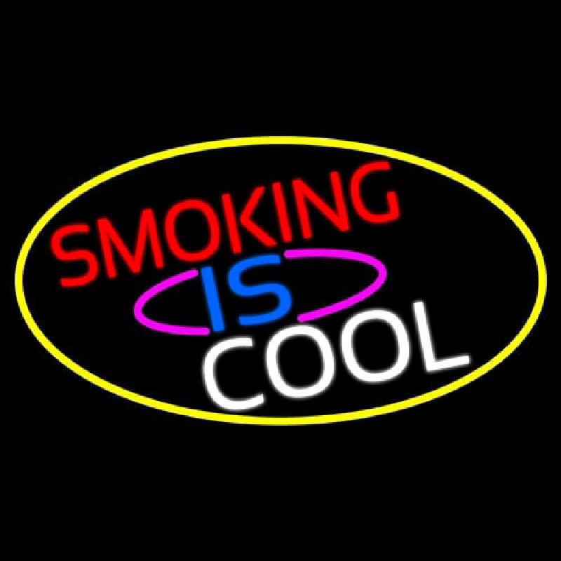 Smoking Is Cool Bar Oval With Yellow Border  Leuchtreklame