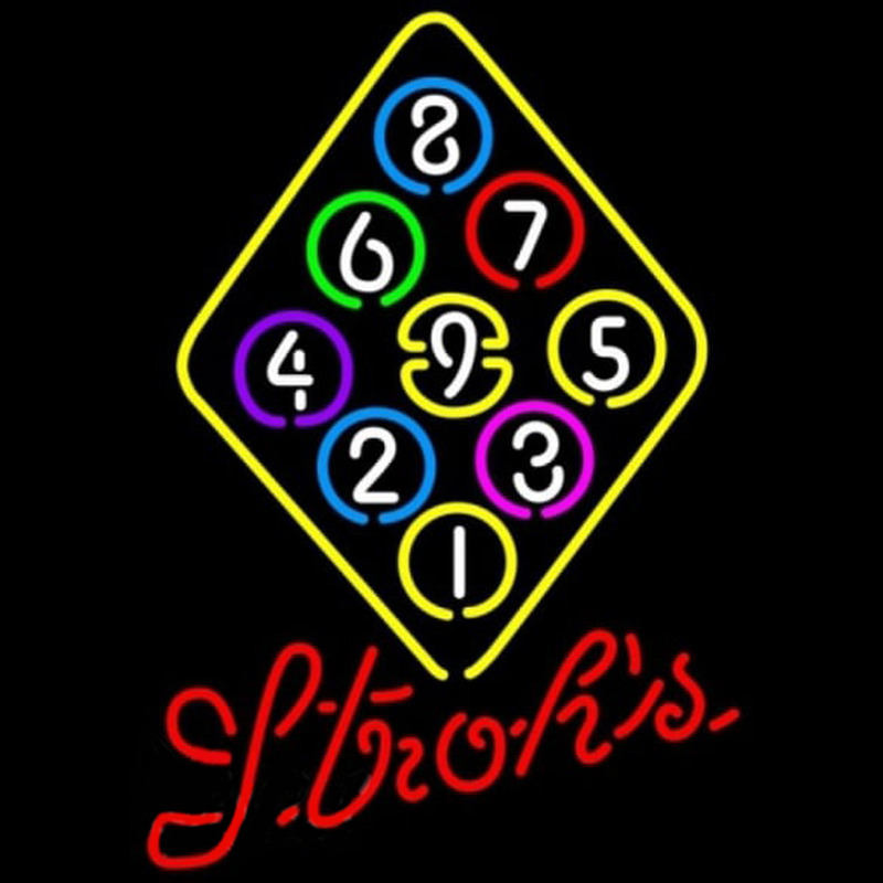 Strohs Ball Billiards Rack Pool Beer Sign Leuchtreklame