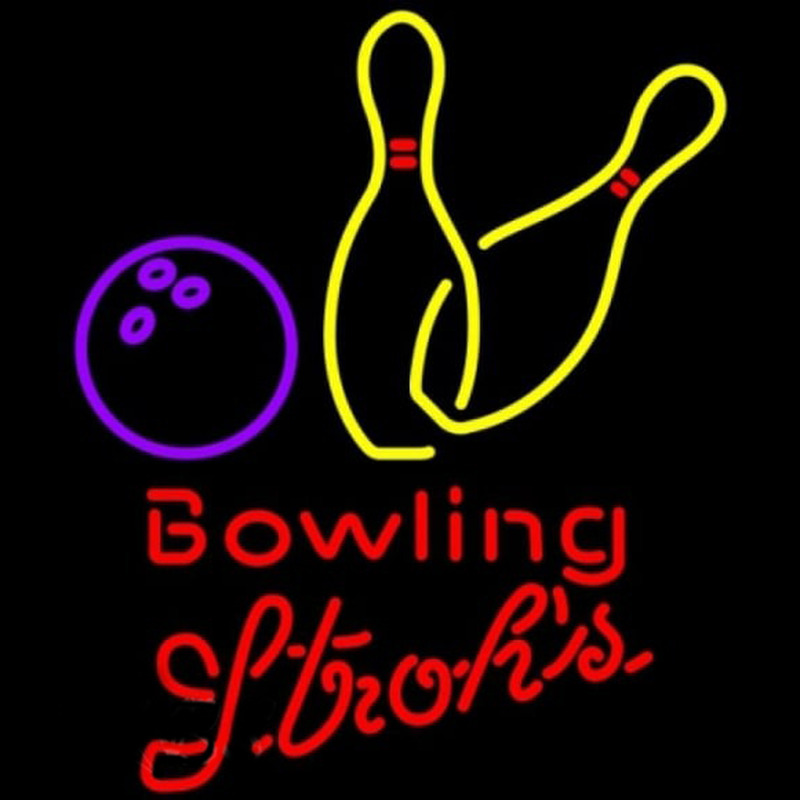 Strohs Bowling Yellow Beer Sign Leuchtreklame