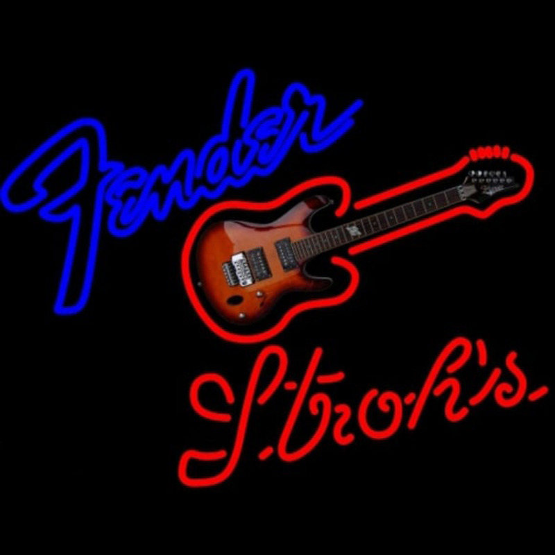 Strohs Fender Guitar Beer Sign Leuchtreklame