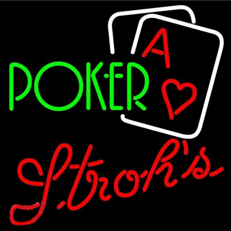 Strohs Green Poker Beer Sign Leuchtreklame