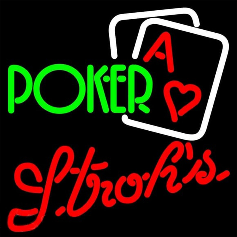 Strohs Green Poker Beer Sign Leuchtreklame