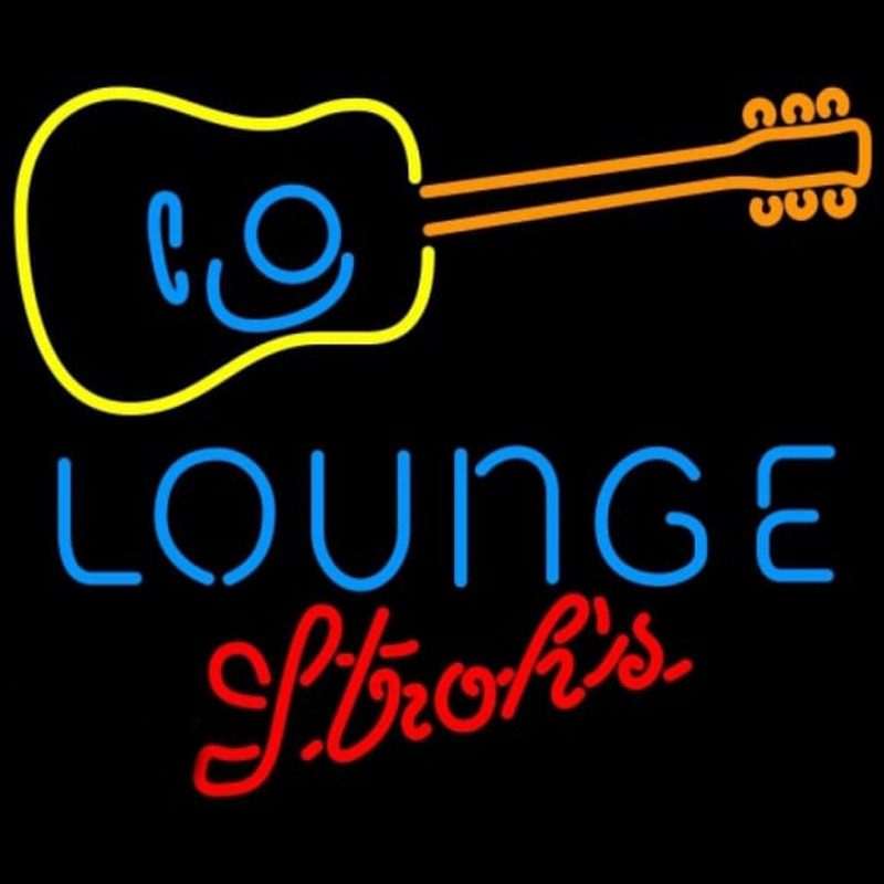 Strohs Guitar Lounge Beer Sign Leuchtreklame