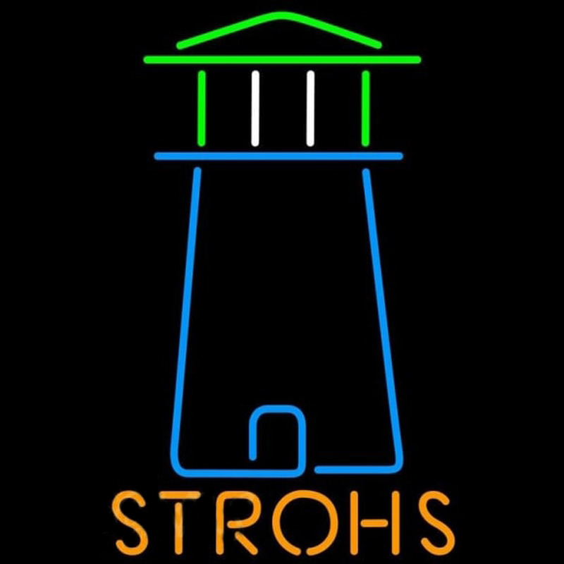 Strohs Lighthouse Art Beer Sign Leuchtreklame