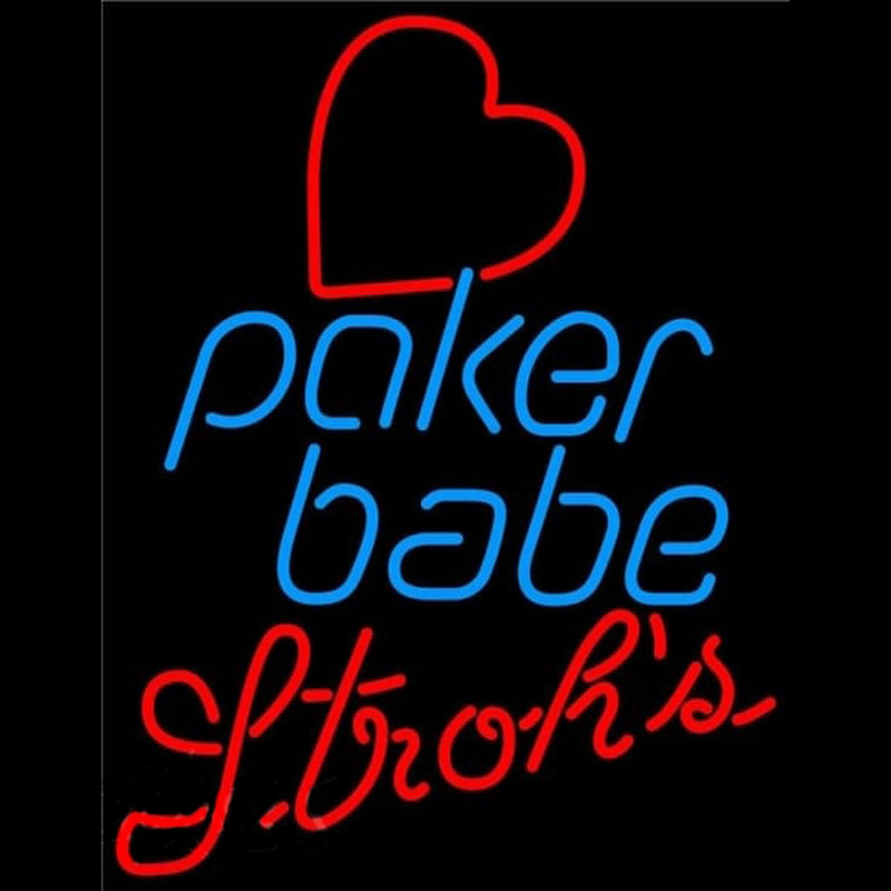 Strohs Poker Girl Heart Babe Beer Sign Leuchtreklame