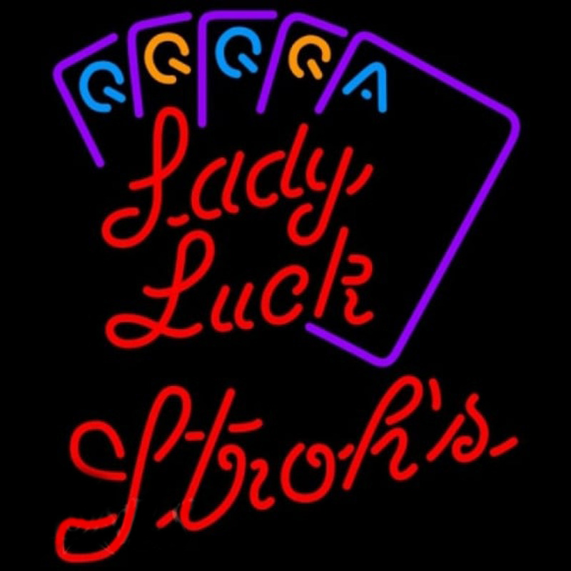 Strohs Poker Lady Luck Series Beer Sign Leuchtreklame