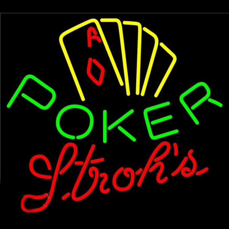 Strohs Poker Yellow Beer Sign Leuchtreklame