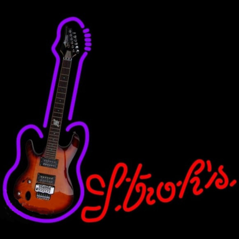 Strohs Purple Guitar Beer Sign Leuchtreklame