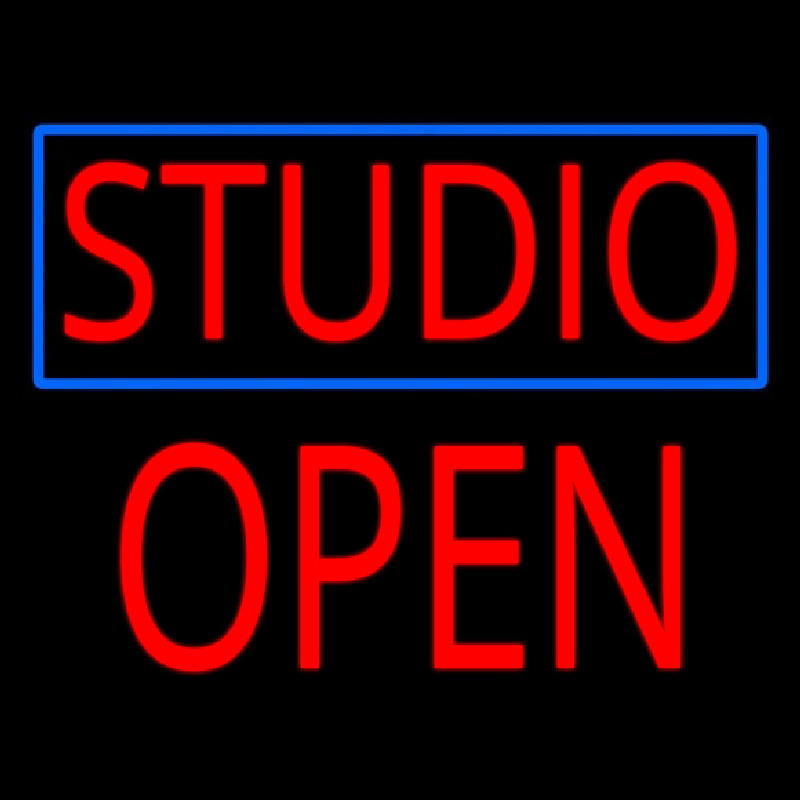 Studio Blue Border Open Block Leuchtreklame