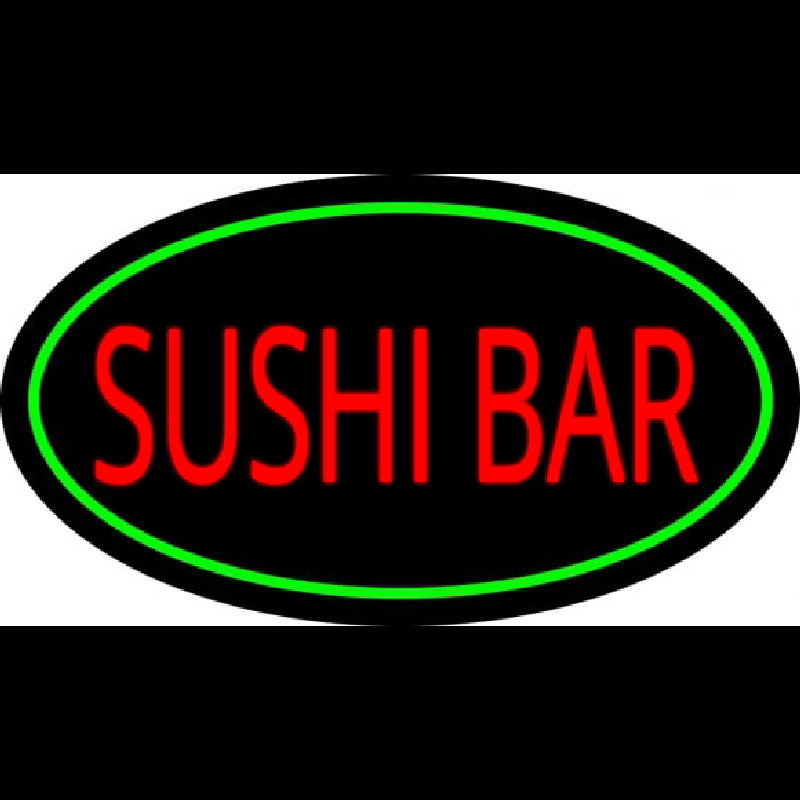 Sushi Bar Oval Green Leuchtreklame