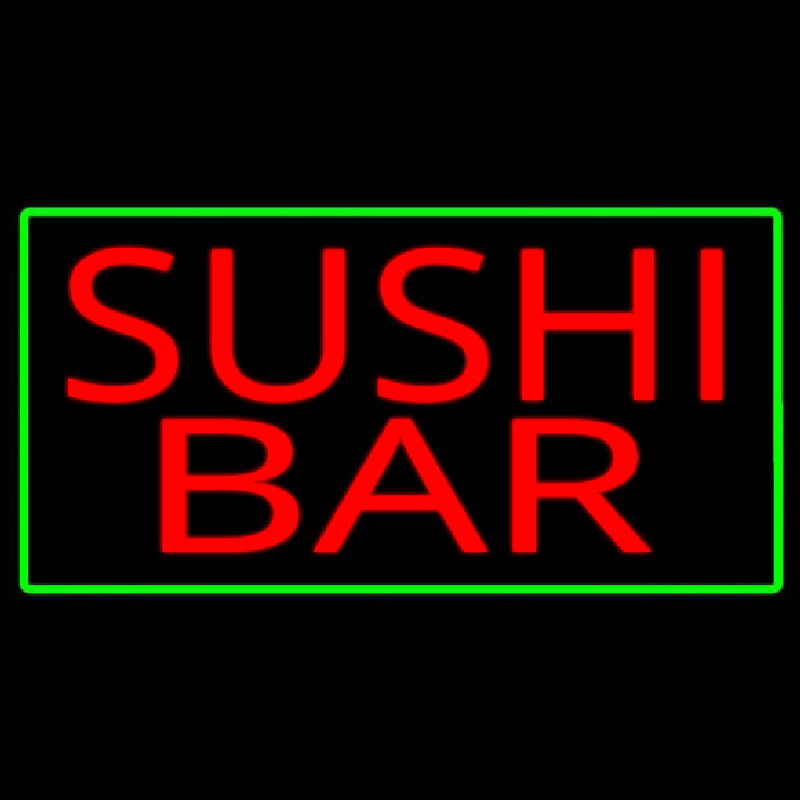 Sushi Bar With Green Border Leuchtreklame