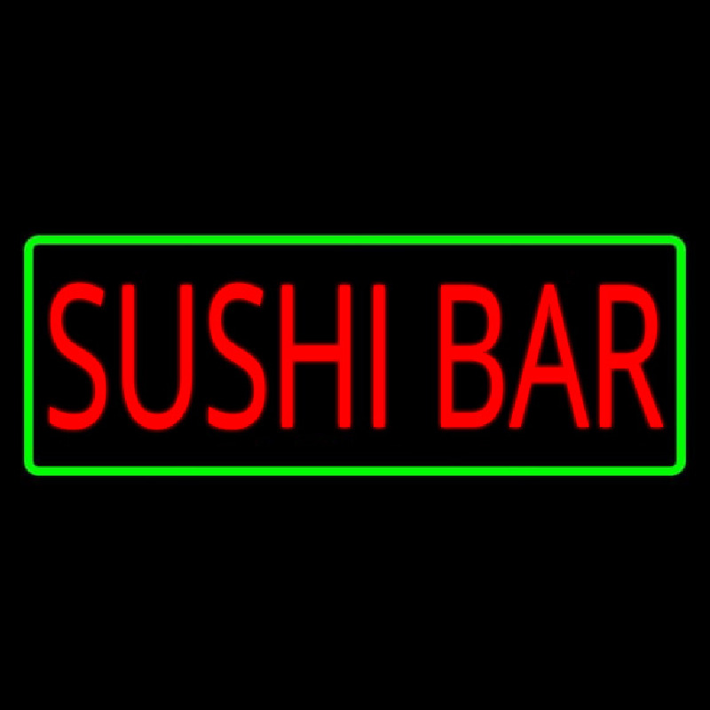 Sushi Bar With Green Border Leuchtreklame