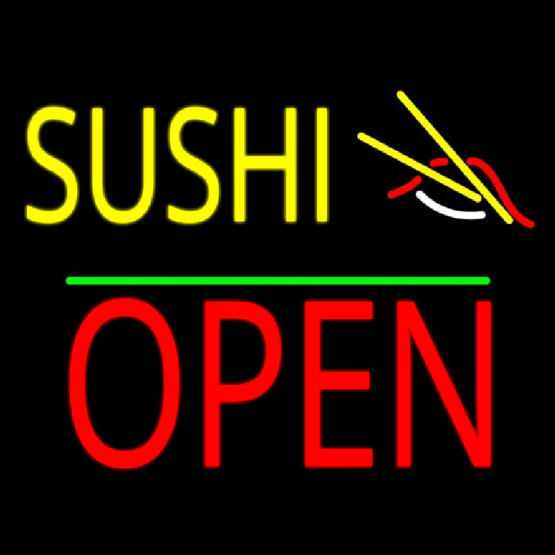 Sushi Block Open Green Line Leuchtreklame