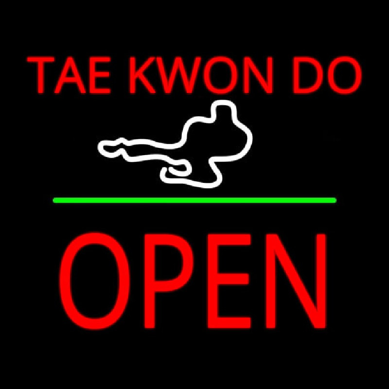 Tae Kwon Do Logo Block Open Green Line Leuchtreklame