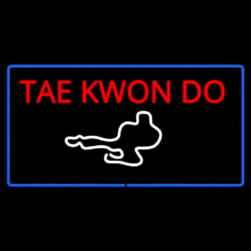 Tae Kwon Do Logo Rectangle Blue Leuchtreklame