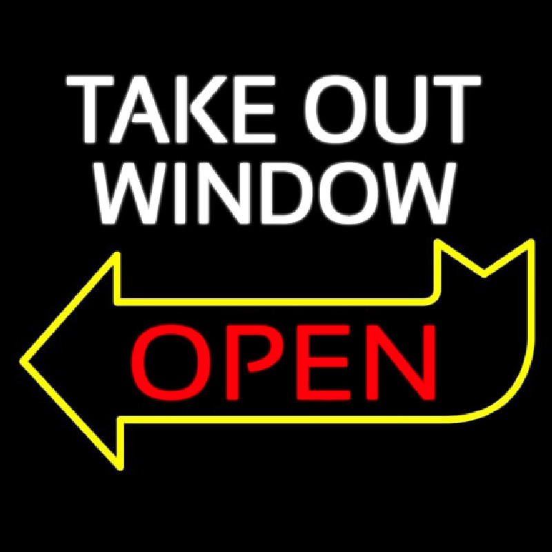 Take Out Window Left Yellow Open Arrow Leuchtreklame